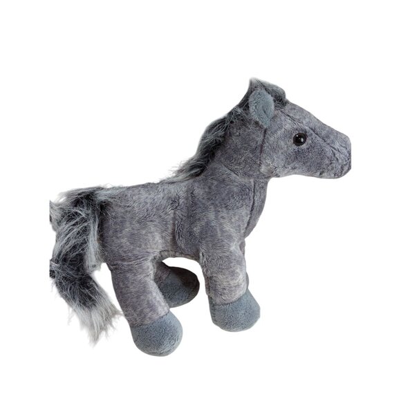Gray Plush Horse Stuffed Animal 9" With Fluffy Mane & Tail By Ganz No Code - Picture 2 of 3